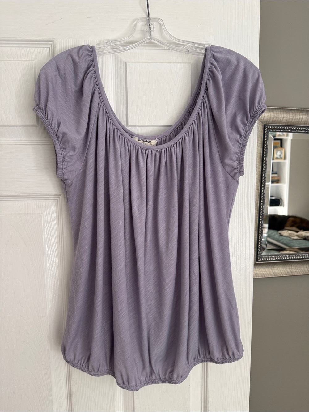 Anthropologie Light Lavender Gathered Scoop Neck Tunic